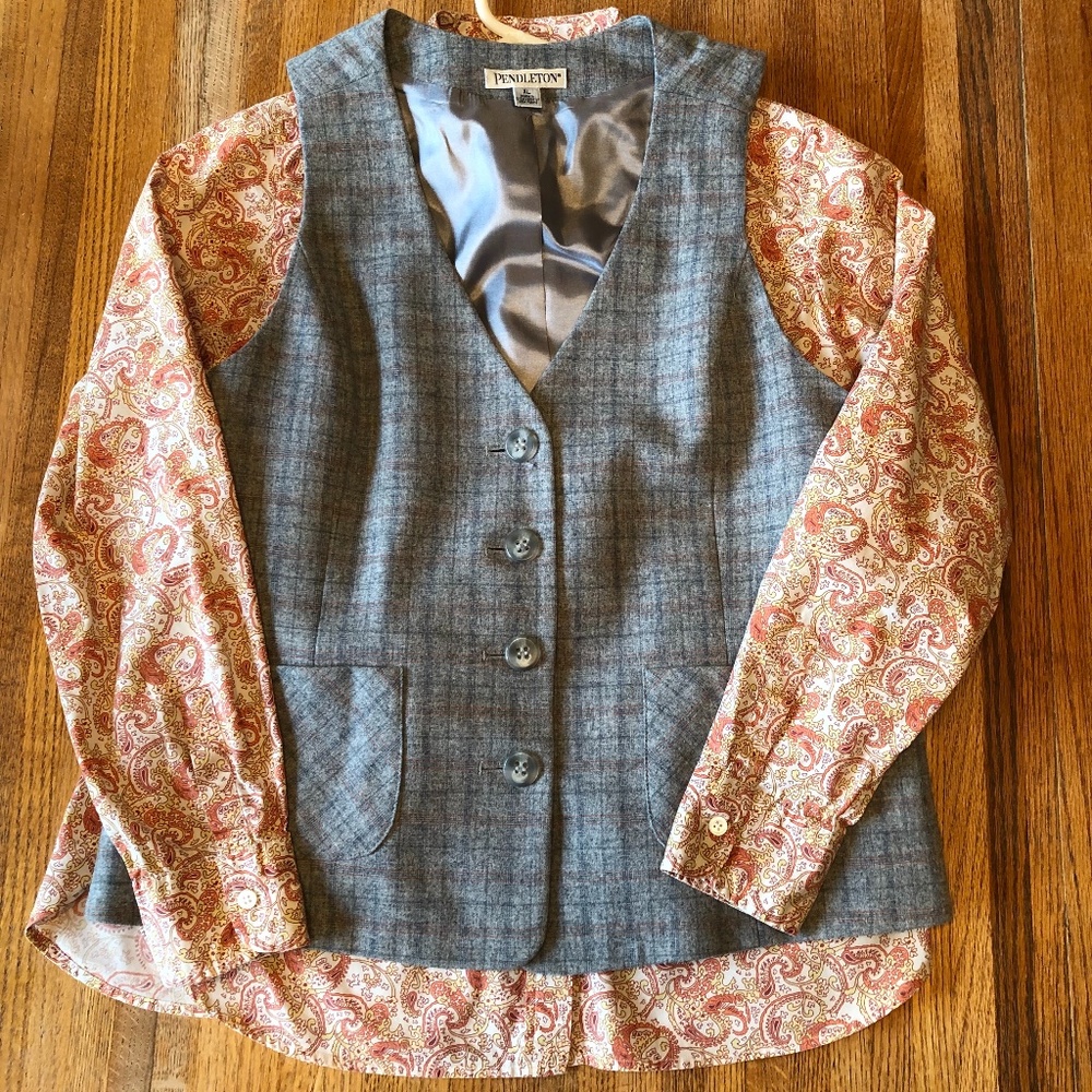 Pendleton women's wool vest (with matching paisley cotton blouse)